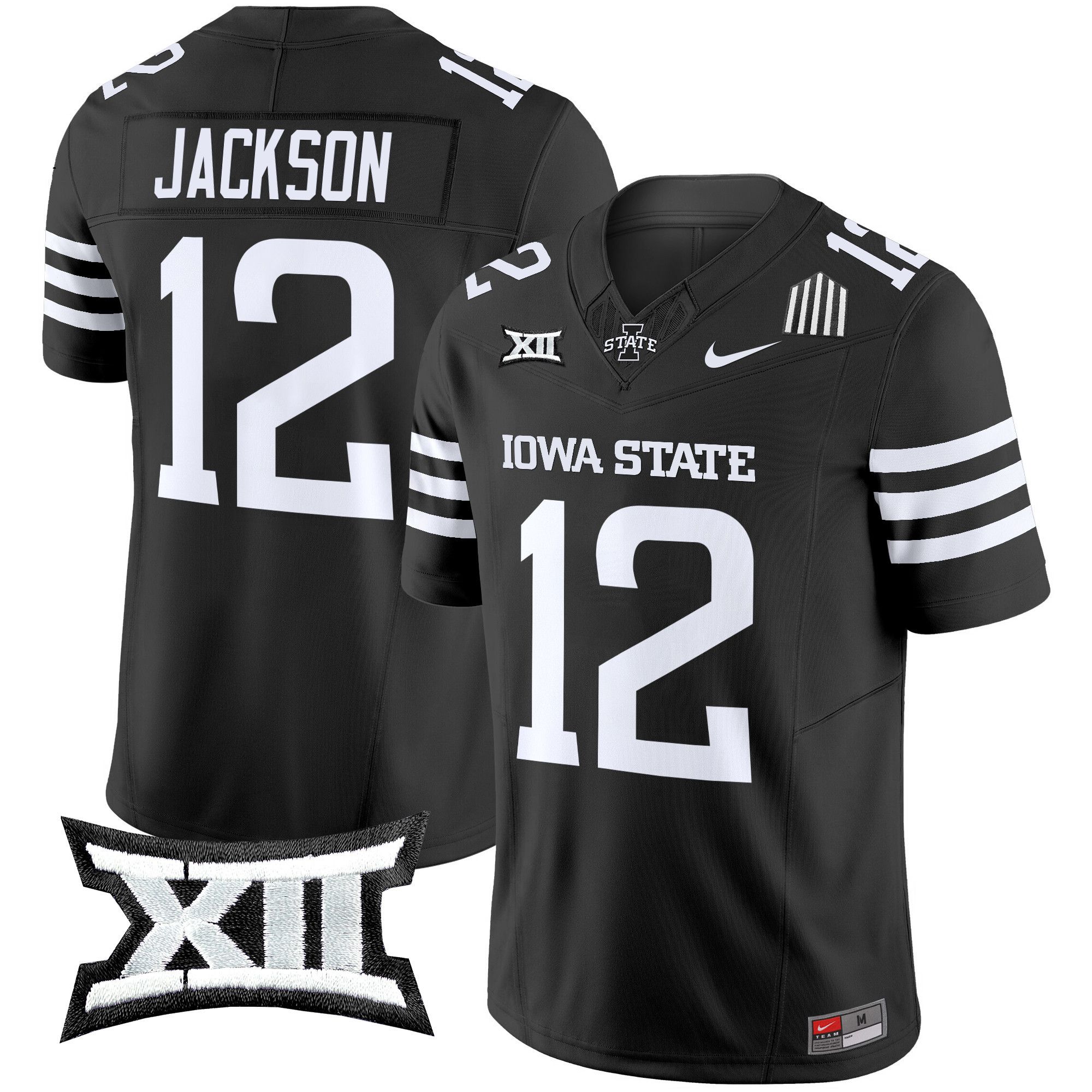 Men Iowa State Cyclones #12 Jackson Black Nike 2024 Vapor Limited NCAA Jersey style 1